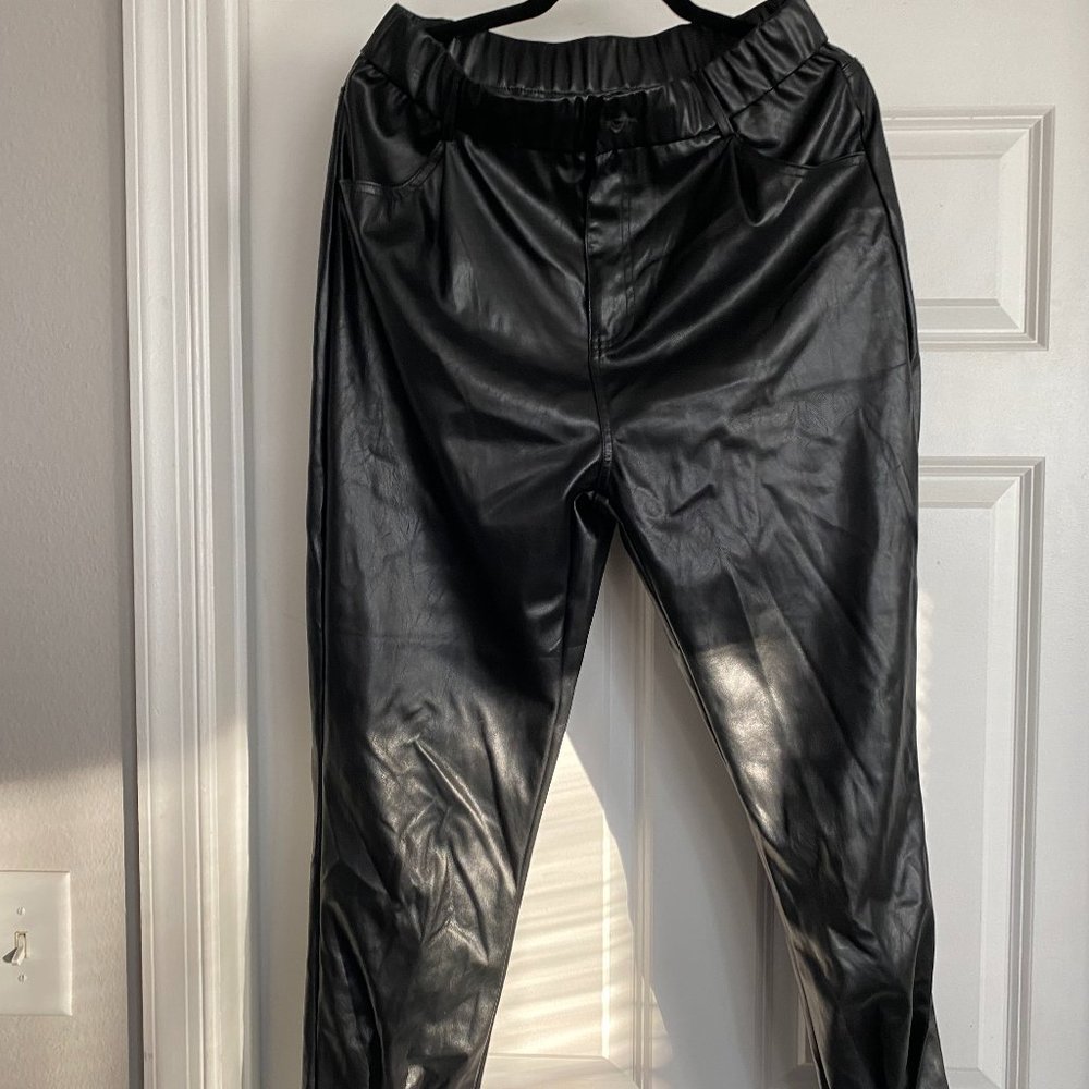 Black aux leather pants